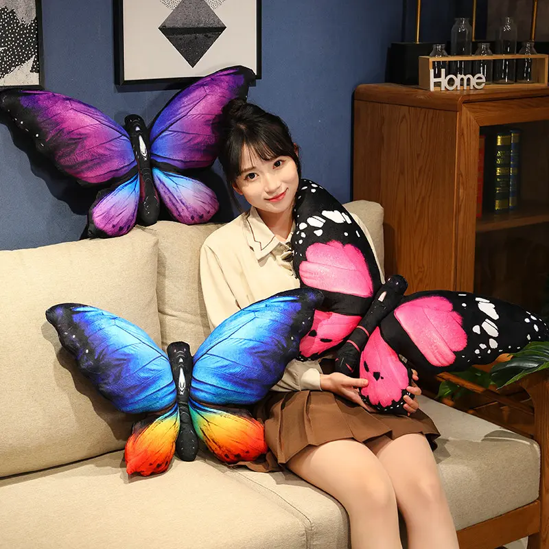 1PC Extra Soft Fluffy Lifelike Butterfly Stuffed Doll Throw Pillow, Soft Adorable Stuffed Toy for Home House Decoration, Couch & Bedroom Spring Decor with Vibrant Colors