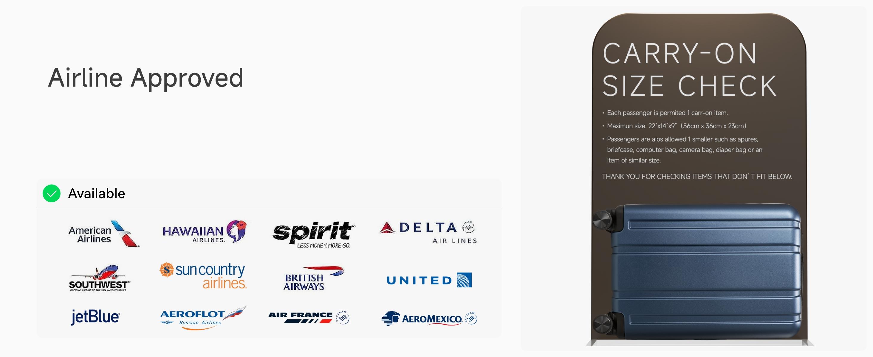 LUGGEX 20 Inch Carry On Luggage, Airline Approved, 100% PC Hard Shell Travel Suitcase with Smooth Spinner Wheels, TSA Lock, Blue