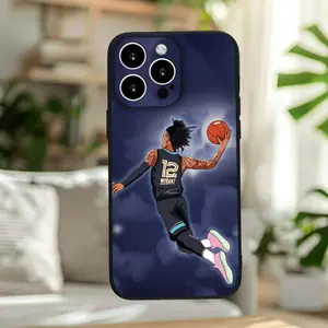 Simple Morant No. 12 Dunk Anime Picture Print All-Inclusive Black Phone Case for Phone17Pro MAX/11/12/13/14/15/15 Pro/15 Plus/15 Pro Max/X/Xs Max/Xr/11 Pro/12 Pro/13 Pro/14 Pro/12 Mini/13 Mini/11 Pro Max/12 Pro Max/13 Pro Max/14 Pro Max/14 Plus/6/6S/6 Plu