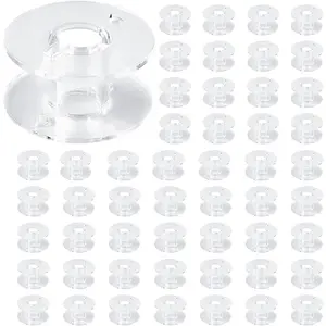 50 Pack Clear Plastic Sewing Machine Bobbins Class 15 Sewing Bobbins Compatible for Brother Singer Janome Kenmore Machines Style SA156 Transparent Bobbins Spools Embroidery Bobbins Sewing Accessories