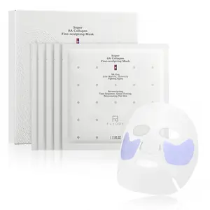 FLYODE 2-in-1 Eye & Face Masks Anti Aging Korean Skincare, 100nm Collagen Face Mask, Improves Cheek Contour, Prevent Wrinkle and Firming, Infused with Birch Essence, Water-Free Formula, Korean Hydrating Face Mask Sheet, 5 ea