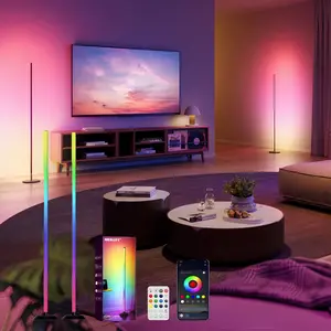 Smart LED Floor Lamp Set with Remote Control, Light Dimmable, RGB Color Changing, Music Sync, USB Charging, Ideal for Bedroom Living Room Party Game Room