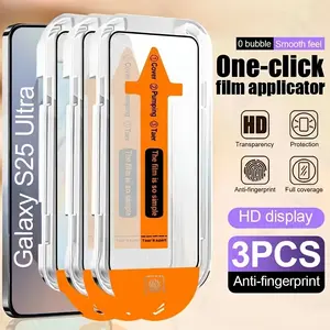 3pcs Ultra HD Tempered Galss For Samsung Galaxy S25 Ultra/S24 Ultra/S25/S24/S23/S22/S21/Plus/S23+/S22+/S21+, Accessories, 9H+ Screen Protector Film, Fingerprint Unlocking, One-click Dust free Installation, Anti-Scratch, Full Coverage