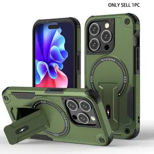 Military Grade Anti-Drop Magnetic Foldable Stand iPhone Case, Shockproof Protective Cover for iPhone 17/16/15/14/13/12 Pro Max, Casing
