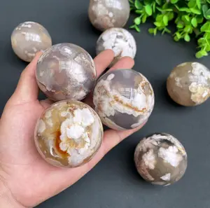Natural crystal Flower agate sphere, home decoration item