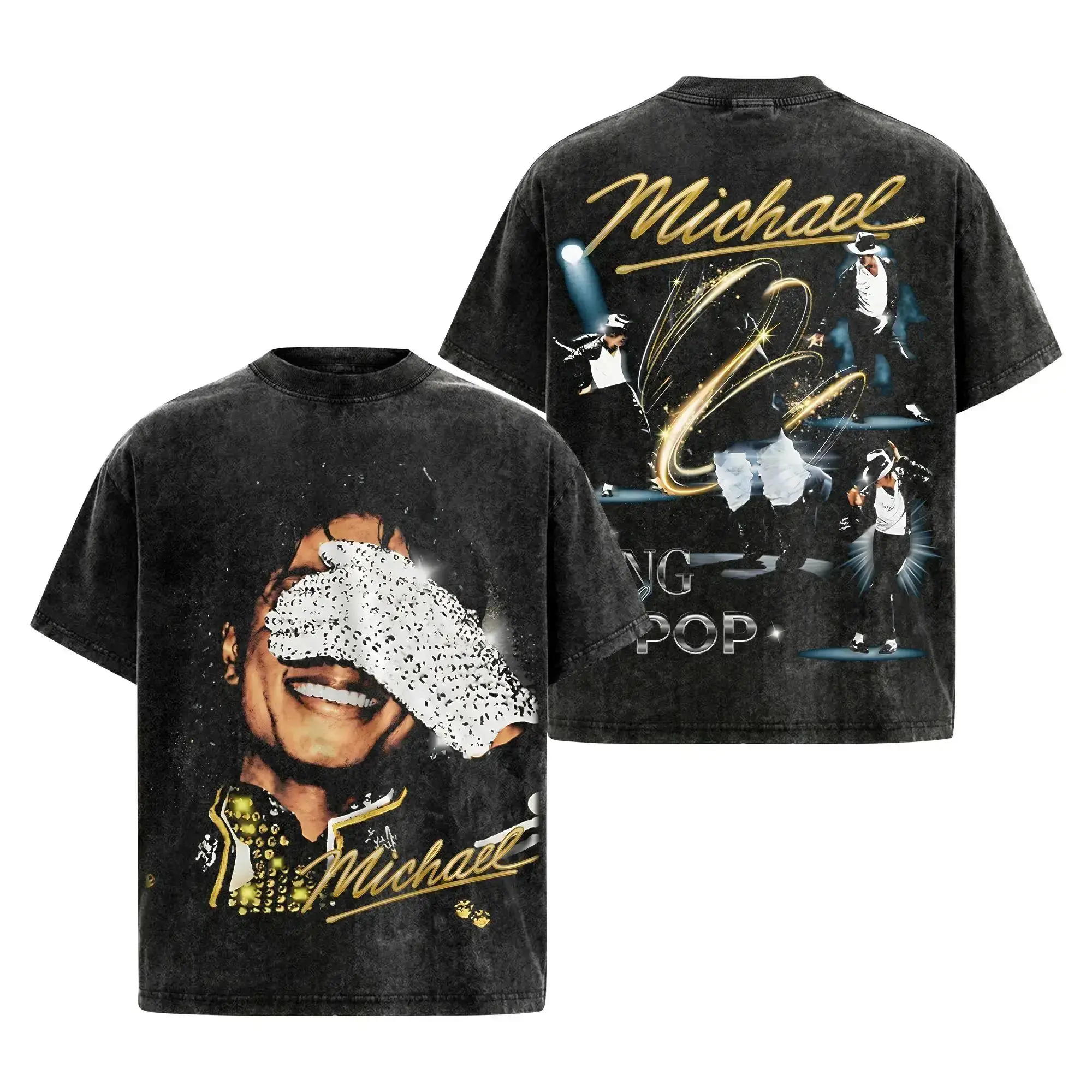 [100% Heavyweight Cotton] 2026 Michael Jackson Biopic Vintage Wash Graphic Tee |   King Of Pop Streetwear |   Oversized Fan Merch |   Perfect Father's Day Gift