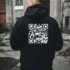 F You Hoodie QR Code, Funny Hidden Message Sweatshirt Trendy Viral TikTok Hoodie for Men and Women, Sarcastic Streetwear Pullover, Cool Tech Gift for Friends or Couples