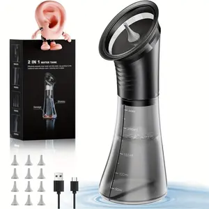 Professional Electric Earwax Removal System, 3 Gear Hydraulic Ear Cleaning Set, Water Temperature Sensor, Visible Waste Bin, USB Charging, Ear Cleaning Water Machine, Ear Irrigation System