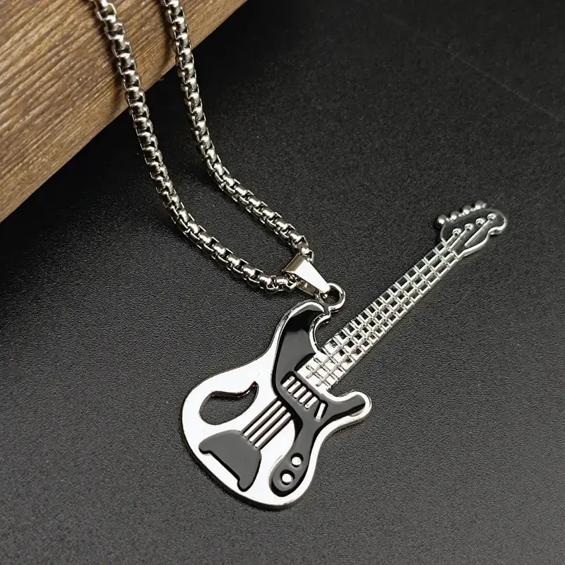 Guitar Pendant Necklace Rockstar's Groove Guitar Pendant Necklace sport  anime necklace Creativity Music Fashionable Accessory Durable Fashion Accessory