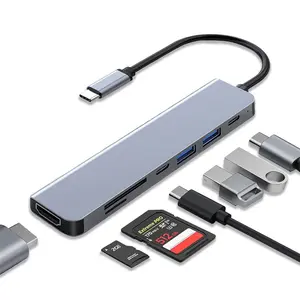 7-in-1 Type-C HUB, USB HUB with PD Charging, Type C Ports, Type-C to HDMI with SD/TF Card Reading HUB, Multifunctional Adapter for Home Office