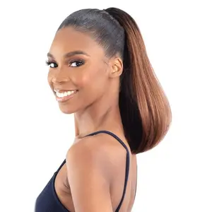 Model Model Miss Divine Human Hair Blend Drawstring Ponytail - YAKI FLIP IN 14"