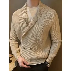 Soft Men's Warm Knit Cardigan |   Classic Lapel Collar, Solid Color, Regular Fit, Nylon-Wool Blend, Hand Washable, Autumn Winter Casual Comfort