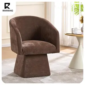 RIMIKING Contemporary 360° Swivel Accent Chair with Ergonomic High-Back Curve, Luxurious Upholstery, Thick Foam Cushion, Sturdy Pedestal Base