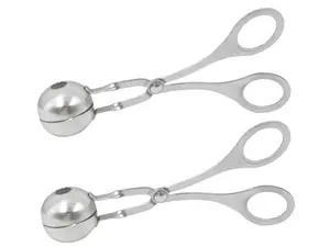 2 Pcs Stainless Steel Meat Baller Ball Maker Meatball Scoop None-stick Baller Tongs Meat Ball Maker Mold Cake Pop,ice Tongs,cookie Dough Scoop For Kitchen