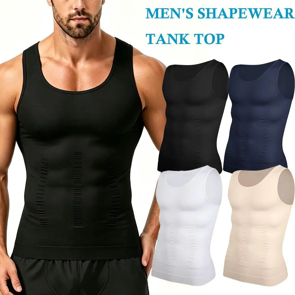 Men's High Waisted Tummy Control Shapewear Vest - 1/2/3 Pack Menswear Sleeveless Smooth Breathable Compression Undershirt for Chest Slimming, Gynecomastia, Fitness, Elegant Wear