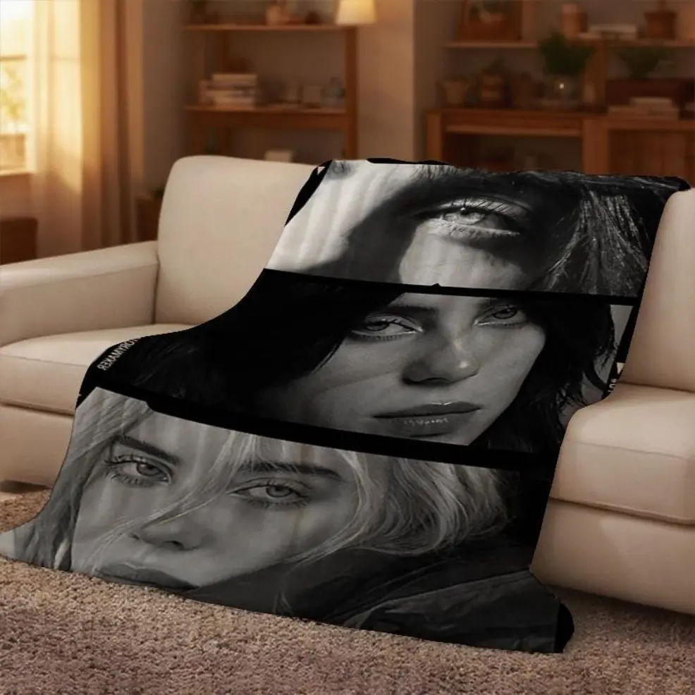 A Billie'S Close-Ups Printed Flannel Blanket That Is Soft And Warm, Suitable for Sofas Or Beds, Perfect for All Seasons. an Ideal Gift for Christmas, Weddings, And Birthdays, It Can Be Used in The Living Room Or Bedroom, And Is Great for Easter birthday g