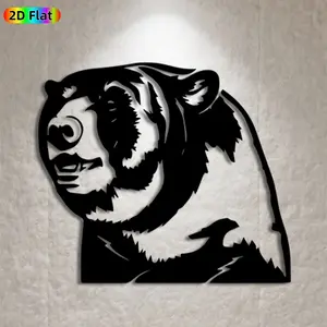 1pc Bear Metal Wall Art,Bold Bear Statue Mural, Ideal Gift for New Year, Christmas, Wildlife Decor Enthusiasts, Weather-Resistant Metal Wall Decor Wall Sculptures, Perfect for Outdoor Fence & Living Room Wall Bear Lovers