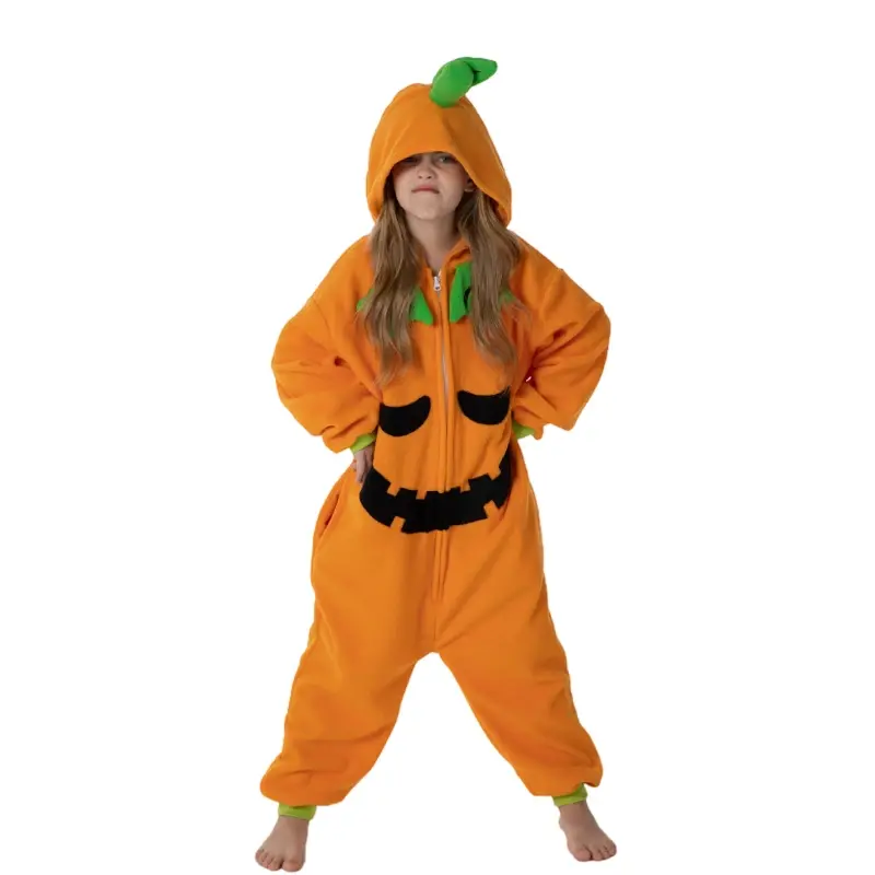 Zipper Halloween Pumpkin Monster Onesie Pajamas Children Animal Whole Pijamas Cartoon Cosplay Girls Kigurumi Costume