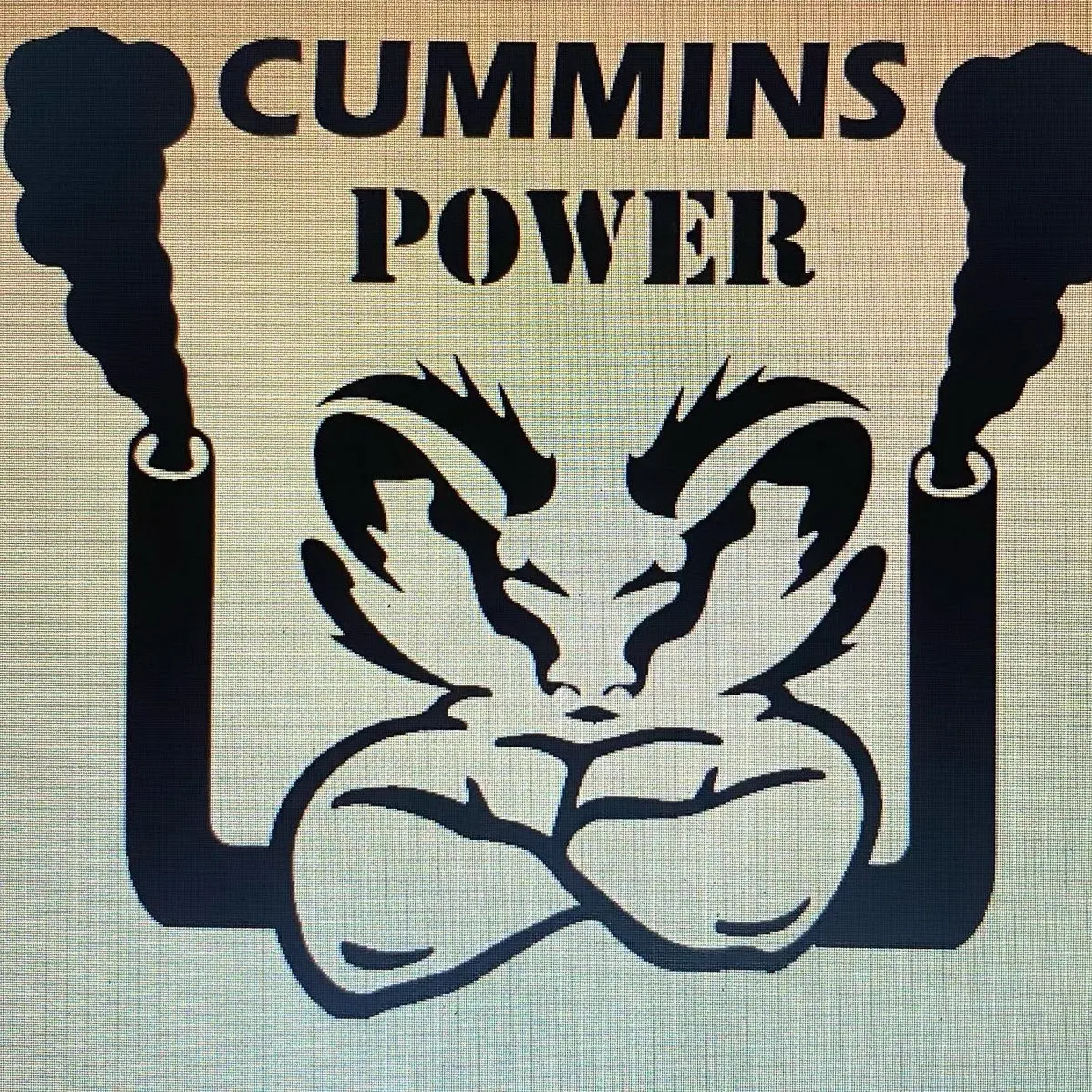 Cummins power decal with stacks rolling coal