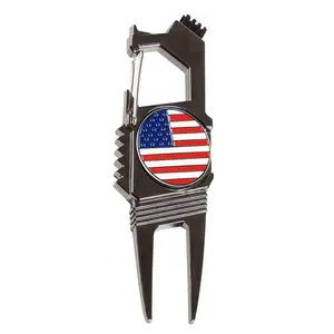 7-in-1 Golf Divot Tool with Ball Marker Value1 Pack, Green Repair Tool Multi-Use Fixer for Pitch Mark with Clip, Premium Golf Accessories for Men Ladies