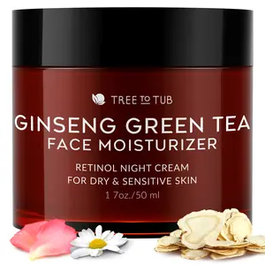 Tree to Tub Retinol Anti Aging Face Moisturizer for Dry & Sensitive Skin - Vitamin A & E Night Cream for Women & Men w/Organic Aloe, Natural Ginseng