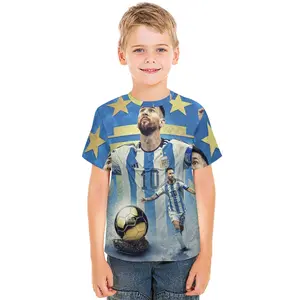 Young Girl's and Boy's Messi Graphic Tees,Back To School Clothes Girls, Black Round Neck Print T-Shirts, Machine Washable, Suitable For Outdoor Sports A0927-235