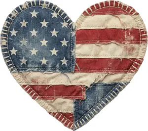 DTF Transfer – Patch Heart Flag Multi Sizes (PA-FL002)