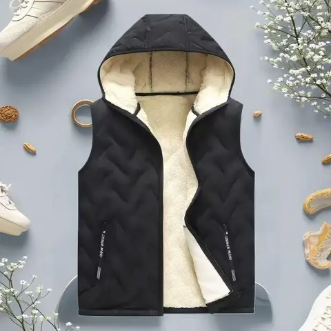 A men’s winter warm jacket featuring a solid color hood and zipper design, insulated lining, suitable for everyday outings. Casual Stylish
