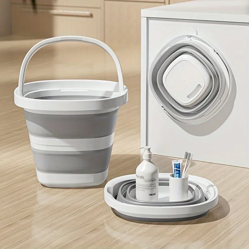 [Portable Folding Bucket] 1pc Portable Folding Bucket - Multifunctional, Home, Large Capacity, Plastic, Foldable Basin - Outdoor Car Fishing, Household, Washing, Foot Soaking, Foot Bath, Storage Bins, Basin Container