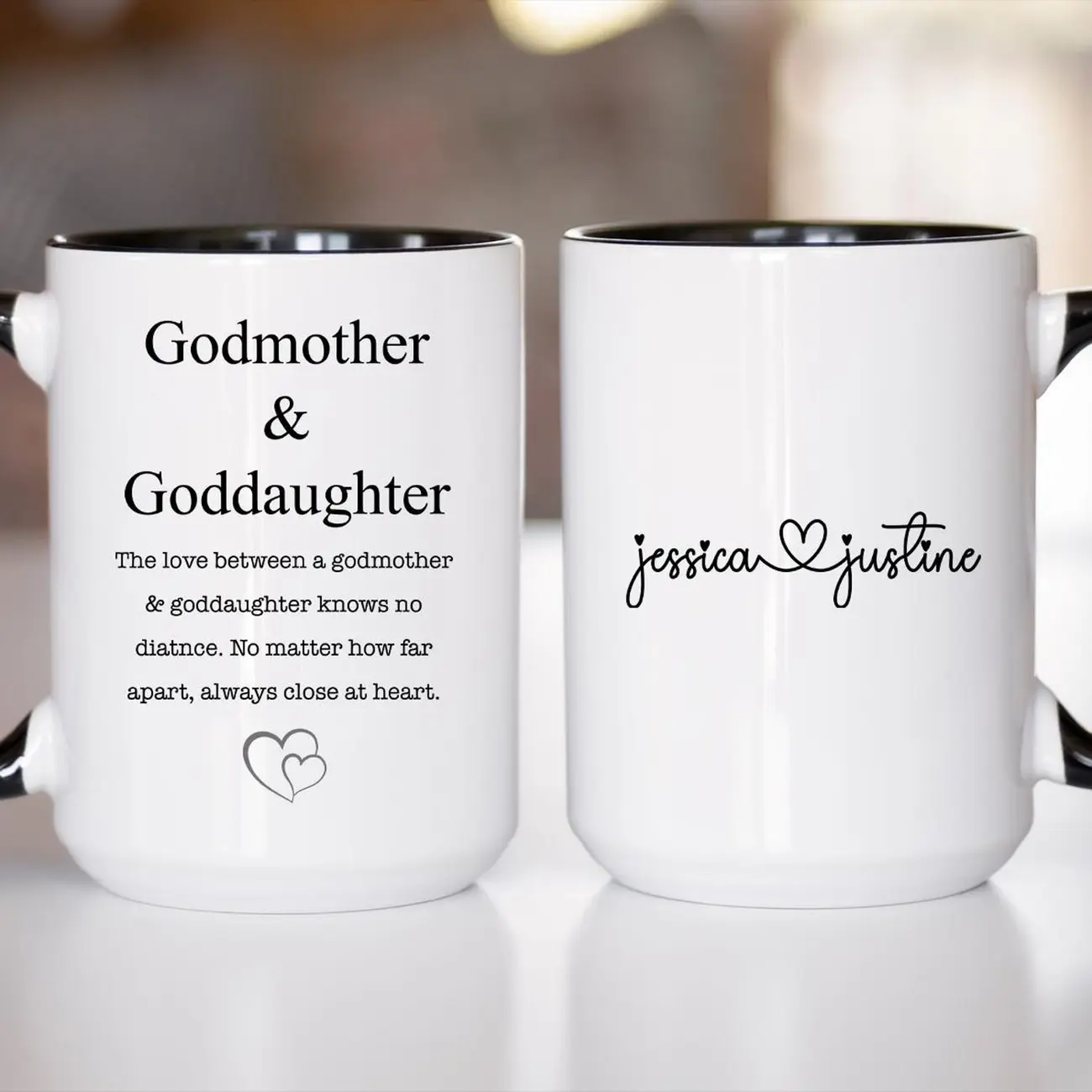 Godmother Distance Coffee Mug, Godmother And Goddaughter Custom Mug, Godmother Thank You Gift, Godmother Mug, Gift for Godmother (OS-HRL2B8)