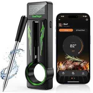 CharMeter Wireless Thermometer,Bluetooth meat thermometer,for Remote Monitoring of Smoker,Grill, and Oven,Perfect Accessories Gift for Kitchen Lovers