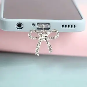 Diamond Bow Phone Dust Plug Charm, Cute Anti-Dust Accessory for iPhone/Type-C Charging Port, Stylish Mobile Decoration for Cellphone, Cellphone Accessories, Phone Charms