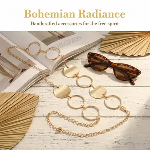 Retro European Fashion Metal Ring Splicing Waist Chain Women's Gold Silver Circle Chain Belt chain belts for Women Curved Disc Waist Chain Chunky Metal Belt Body Chain Tarnished round Disc Slimming High-End Sensation Breathable Ankle arthur short brim