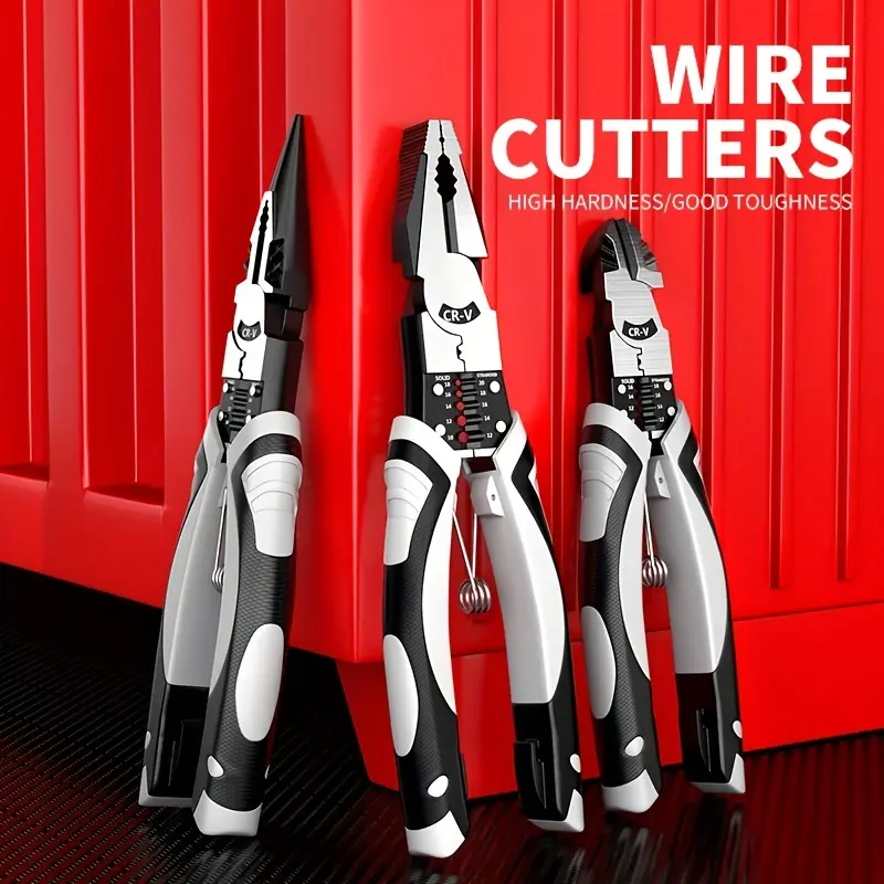 Multi-function Pliers Set: Effort-saving and Durable Chromium Vanadium Steel Wire Cutter, Wire Stripper, and Diagonal Cutter for Electricians, Professional Mechanics, DIY, Home, and Automotive Repairs.