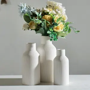 Modern Striped Ceramic Vase Set, Non-Slip Washable Design, Perfect for Living Room Bedroom Office Decor, Ideal Wedding Art Gift, Home Decor Vase