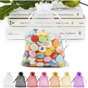 50 Pack White Organza Bags 5 x 7 in, Small Mesh Gift Bags Bulk Drawstring for Wedding Party Favors, Little Goodie Bag for Candy Jewelry Soap Makeup, Treat Sachet Pouch for Mothers Gifts Wrap