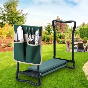 The Garden Helper,  Garden Tools for Kneeling/Sitting with a Tool Kit, 2-in-1 Garden Kneeler Gifts for Your Family, Green Smart Gardening