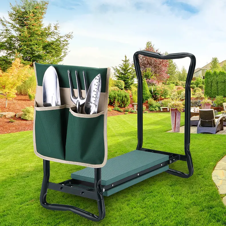 2-in-1 Foldable Garden Kneeler-Seat Helper, Light & Sturdy, Ergonomic Height, Reduces Knee & Back Strain, Includes Tool Kit & Accessories, Hassle-Free Storage, Fits All Small Gardening Tools, Ideal Gift for Seasoned Gardeners, Home Porch Use Portable