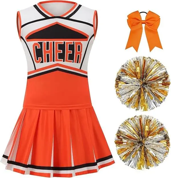 Adult Cheerleader Costume Women School Cheer Uniform 3 Piece Set Halloween Party Cosplay Performance Outfit