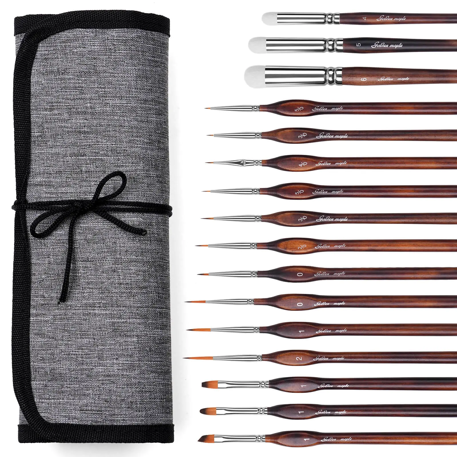 Golden Maple Miniature Paint Brushes Dry brush-18PCS Micro Detail Paint Brush Set, Small Fine Detail Model Brushes for Acrylics, Watercolors & Paint by Number, Figurine - Cocoa Brown