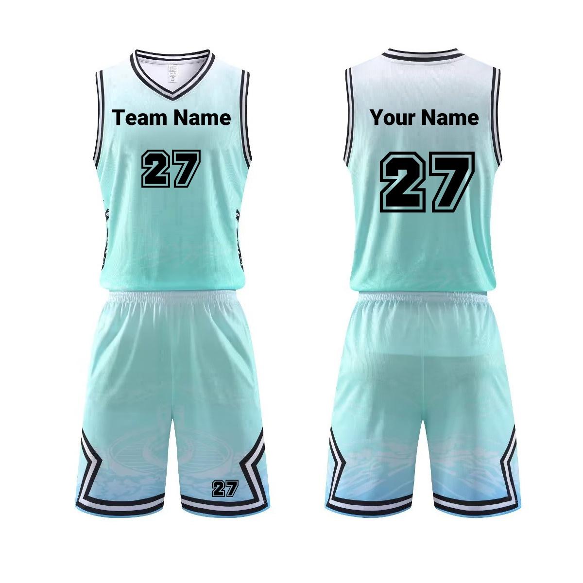 Personalized Luminous Custom Basketball Jersey Set, Fine Knitted Pattern, DIY Team Name & Number, for Team Training & Games