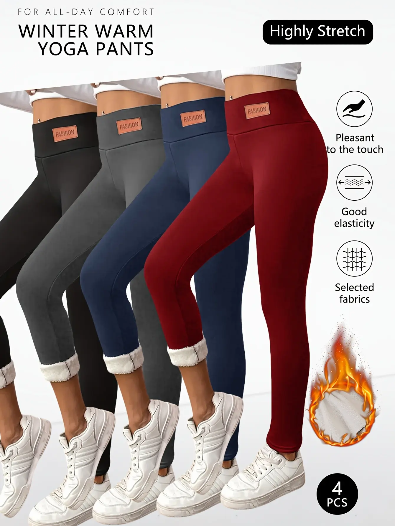Women's Thermal Athletic Leggings, High Waisted Plush Lined Sportswear with Pockets, Compression Fit for Winter Yoga and Gym, High Waisted Sportswear, Womens Fitness, Compression Fit Women's Sports Leggings, Rib, Knot, Workout Outfit Inspo, Running Errand