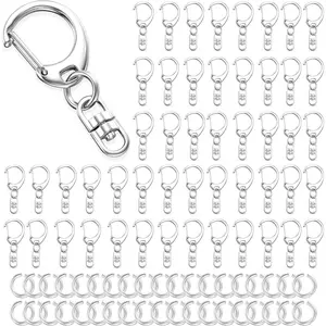 50 count Lobster Claw Clasps for  Clip, Swivel Snap Hooks  Key Chain Rings DIY Making Kit for Crafts