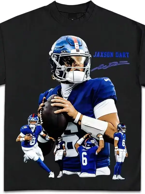 Jaxson Dart New York QB1 Graphic T-Shirt - Premium Heavyweight Soft Sports Top, Fashion Streetwear Gym Shirt for Adults & Kids