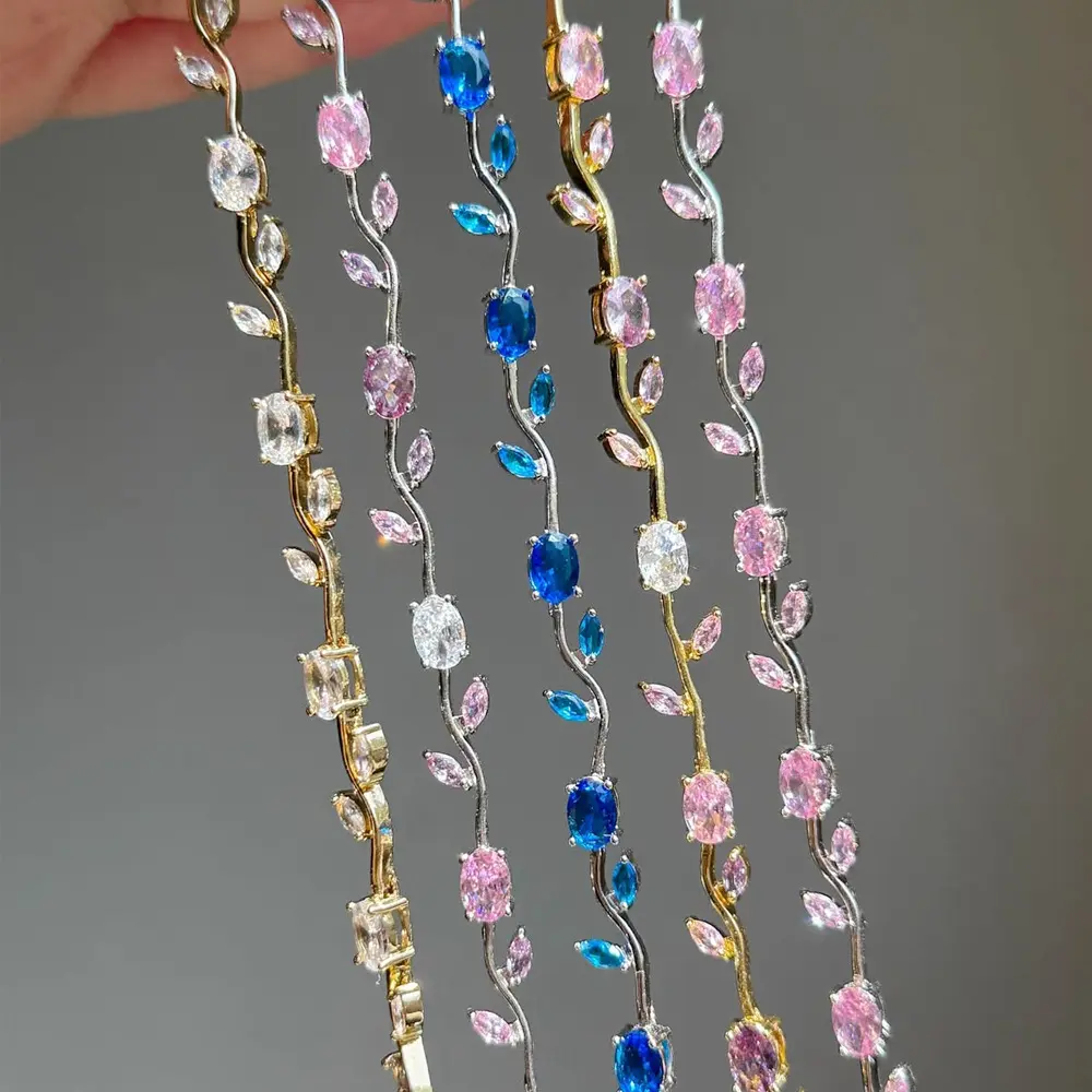 Tulip Flower Zircon Bracelet for Women 14K Silver-Tone/Gold Plated Dainty Bracelets Jewelry Gift