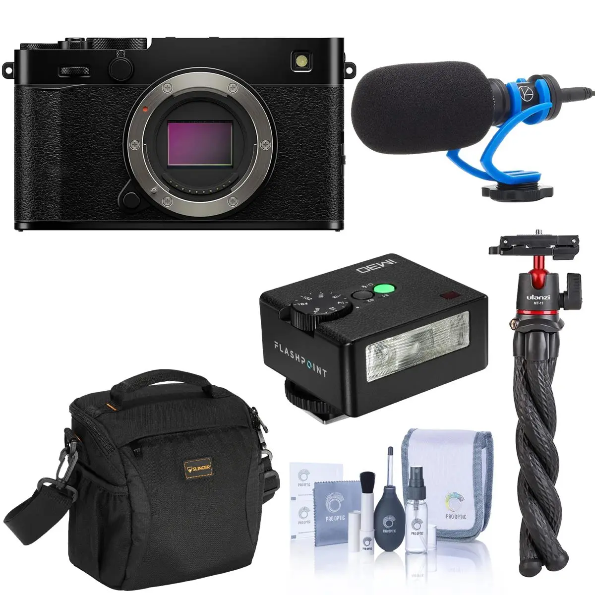 Fujifilm X-E5 Mirrorless Camera, Black Bundle with Memory Card, Shoulder Bag, Cleaning Kit, Battery Pack, Card Reader