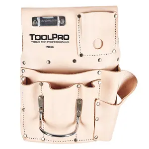 TOOLPRO Left-Hand Top Grain Drywall Hanging Tool Bag Organizer - Equipped with 8 Tool Pockets