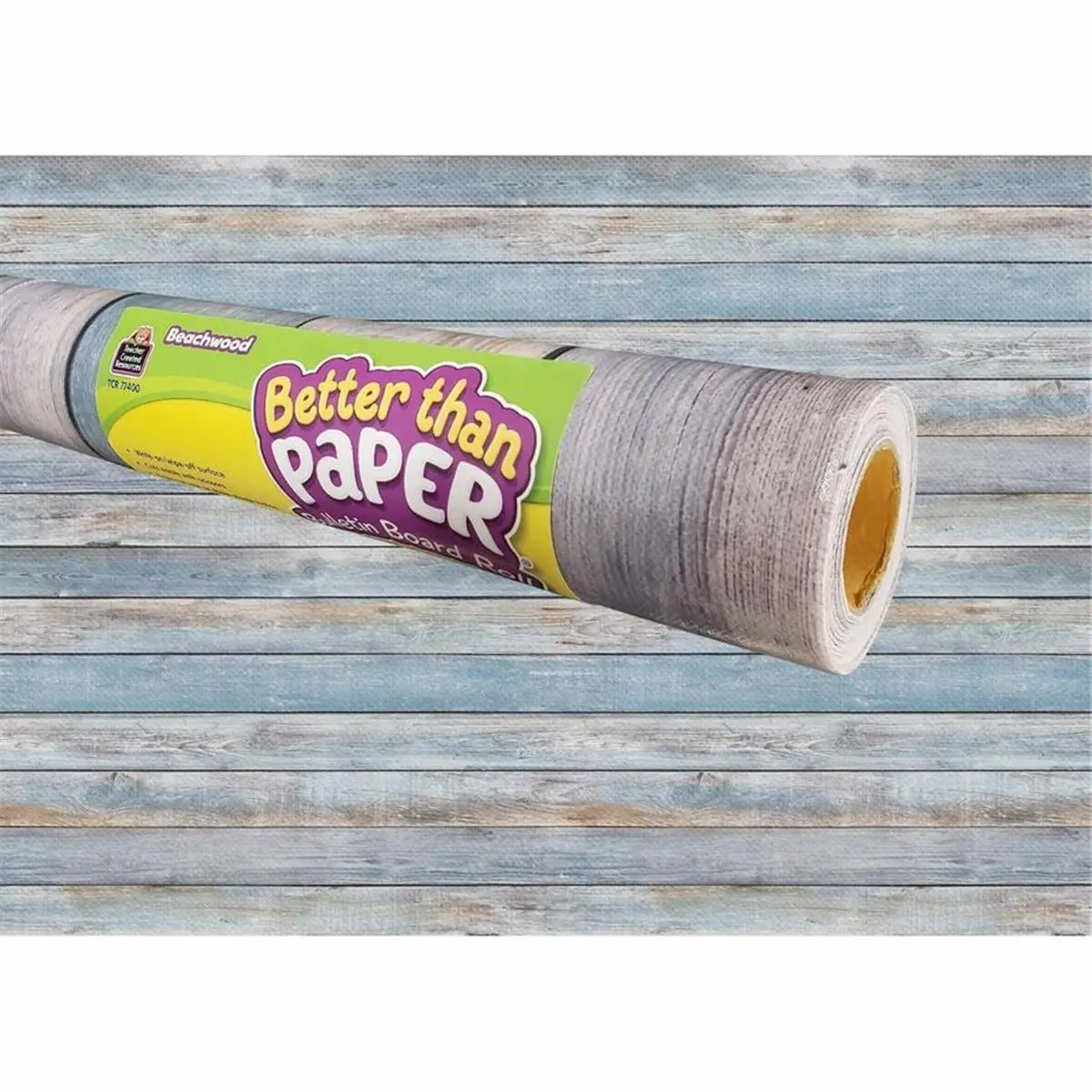 Teacher Created Resources TCR77400 Better Than Paper Fabric Bulletin Board Roll - Beachwood, 48" Width 12ft Roll, Tear-Resistant, Erasable, Lightweight, Write-On/Wipe-Off Classroom Decorations, Easy Damp Cloth Cleaning, Staple/Tape Compatible