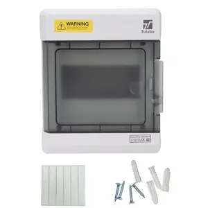 Waterproof 6 Way Breaker Box IP66 PC/ABS Alloy Plastic Power Distribution Box Enclosure with Clear Cover, Bus Bars and DIN Rail