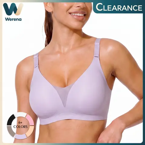 Werena Wireless Jelly Bras for Women Lace Deep V Bra Seamless Push Up Comfortable Bralettes with Supportive Womenswear Bridal